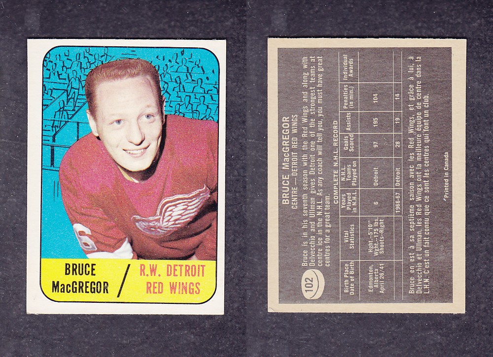 1967-68 TOPPS HOCKEY CARD #102 B. MACGREGOR photo 1967-68 TOPPS HOCKEY CARD #102 B. MACGREGOR photo