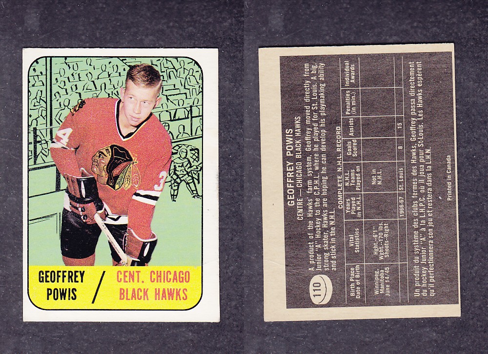 1967-68 TOPPS HOCKEY CARD #110 G. POWIS photo 1967-68 TOPPS HOCKEY CARD #110 G. POWIS photo