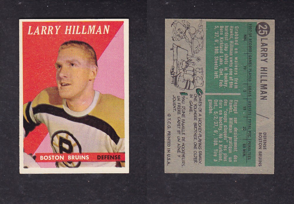 1958-59 TOPPS HOCKEY CARD #25 L. HILLMAAN photo 1958-59 TOPPS HOCKEY CARD #25 L. HILLMAAN photo