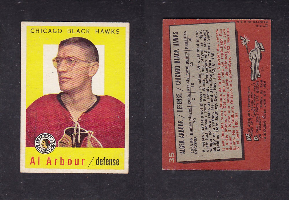 1959-60 TOPPS HOCKEY CARD #35 A. ARBOUR photo 1959-60 TOPPS HOCKEY CARD #35 A. ARBOUR photo