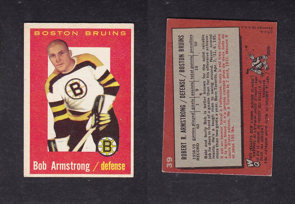 1959-60 TOPPS HOCKEY CARD #39 B. ARMSTRONG photo 1959-60 TOPPS HOCKEY CARD #39 B. ARMSTRONG photo