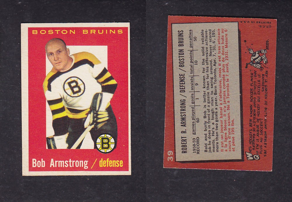 1959-60 TOPPS HOCKEY CARD #39 B. ARMSTRONG photo 1959-60 TOPPS HOCKEY CARD #39 B. ARMSTRONG photo