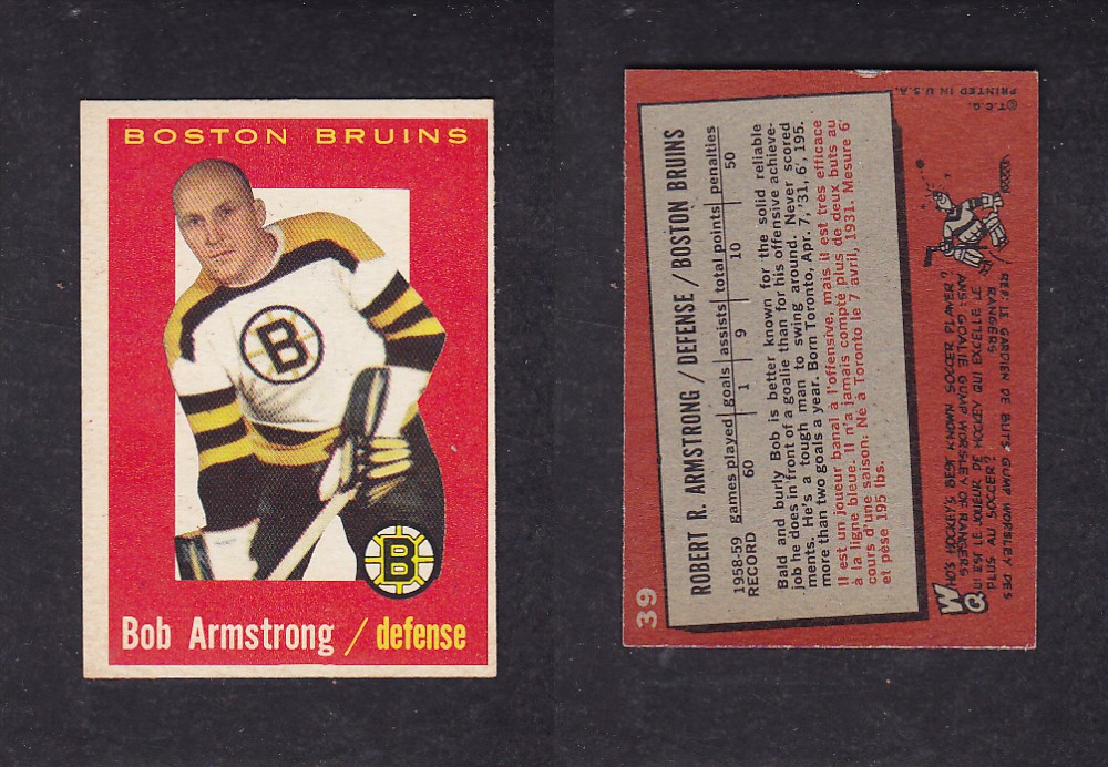 1959-60 TOPPS HOCKEY CARD #39 B. ARMSTRONG photo 1959-60 TOPPS HOCKEY CARD #39 B. ARMSTRONG photo