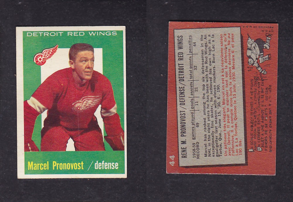 1959-60 TOPPS HOCKEY CARD #44 M. PRONOVOST photo 1959-60 TOPPS HOCKEY CARD #44 M. PRONOVOST photo