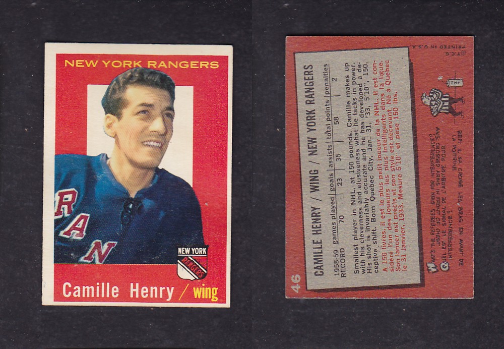 1959-60 TOPPS HOCKEY CARD #46 C. HENRY photo 1959-60 TOPPS HOCKEY CARD #46 C. HENRY photo