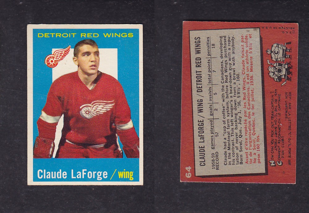1959-60 TOPPS HOCKEY CARD #64 C. LAFORGE photo 1959-60 TOPPS HOCKEY CARD #64 C. LAFORGE photo