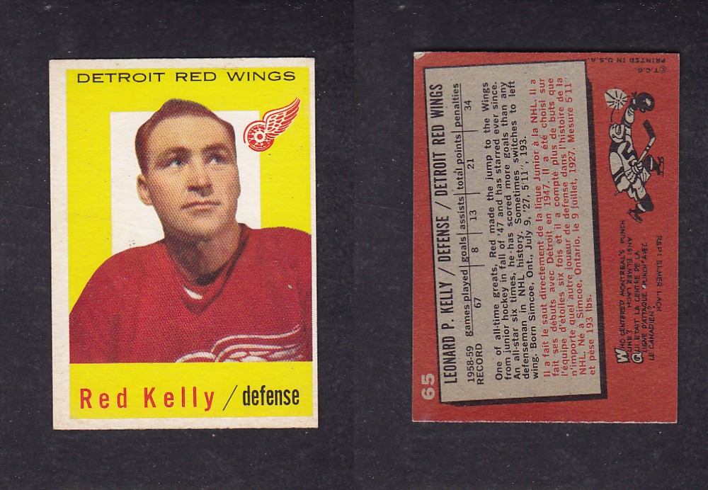 1959-60 TOPPS HOCKEY CARD #65 R. KELLY photo 1959-60 TOPPS HOCKEY CARD #65 R. KELLY photo