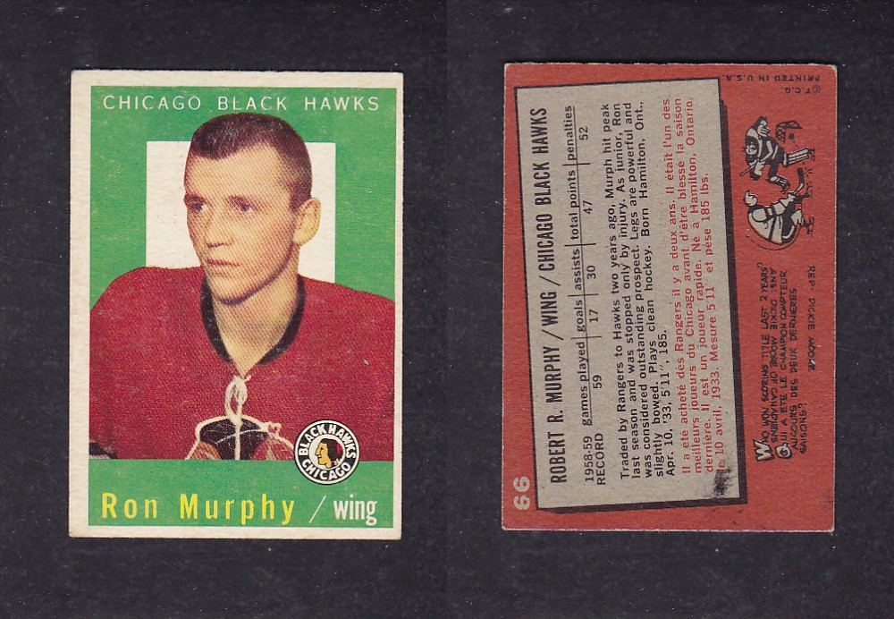 1959-60 TOPPS HOCKEY CARD #66 R. MURPHY photo 1959-60 TOPPS HOCKEY CARD #66 R. MURPHY photo