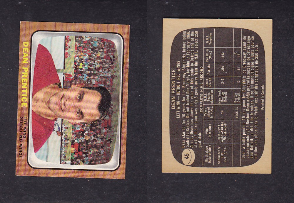 1966-67 TOPPS HOCKEY CARD #45 D. PRENTICE photo 1966-67 TOPPS HOCKEY CARD #45 D. PRENTICE photo