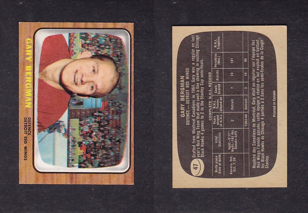 1966-67 TOPPS HOCKEY CARD #47 G. BERGMAN photo 1966-67 TOPPS HOCKEY CARD #47 G. BERGMAN photo