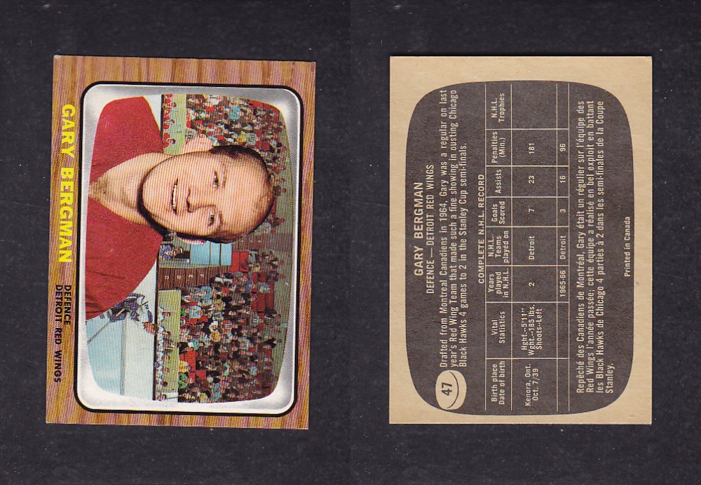 1966-67 TOPPS HOCKEY CARD #47 G. BERGMAN photo 1966-67 TOPPS HOCKEY CARD #47 G. BERGMAN photo