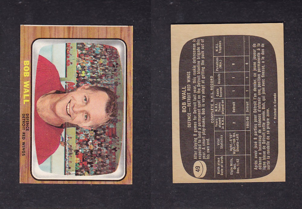 1966-67 TOPPS HOCKEY CARD #49 B. WALL photo 1966-67 TOPPS HOCKEY CARD #49 B. WALL photo