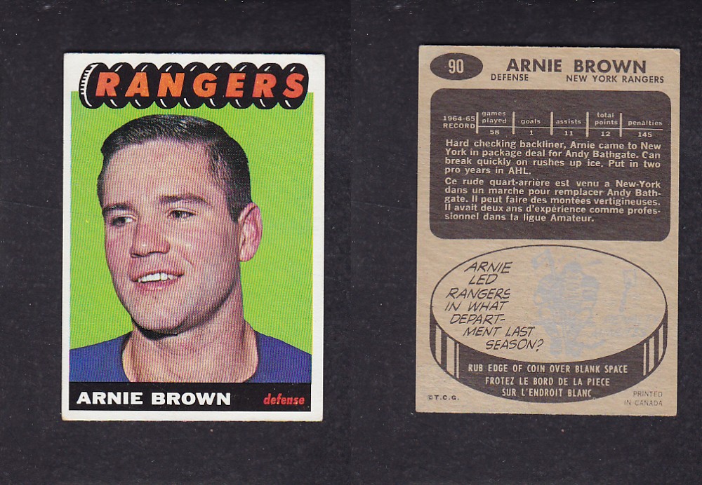 1965-66 TOPPS HOCKEY CARD #90 A. BROWN photo 1965-66 TOPPS HOCKEY CARD #90 A. BROWN photo