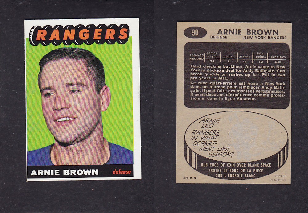 1965-66 TOPPS HOCKEY CARD #90 A. BROWN photo 1965-66 TOPPS HOCKEY CARD #90 A. BROWN photo