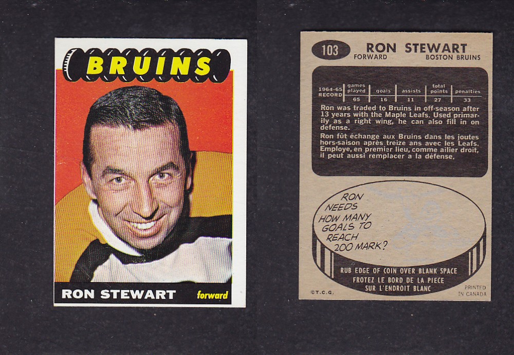 1965-66 TOPPS HOCKEY CARD #103 R. STEWART photo 1965-66 TOPPS HOCKEY CARD #103 R. STEWART photo
