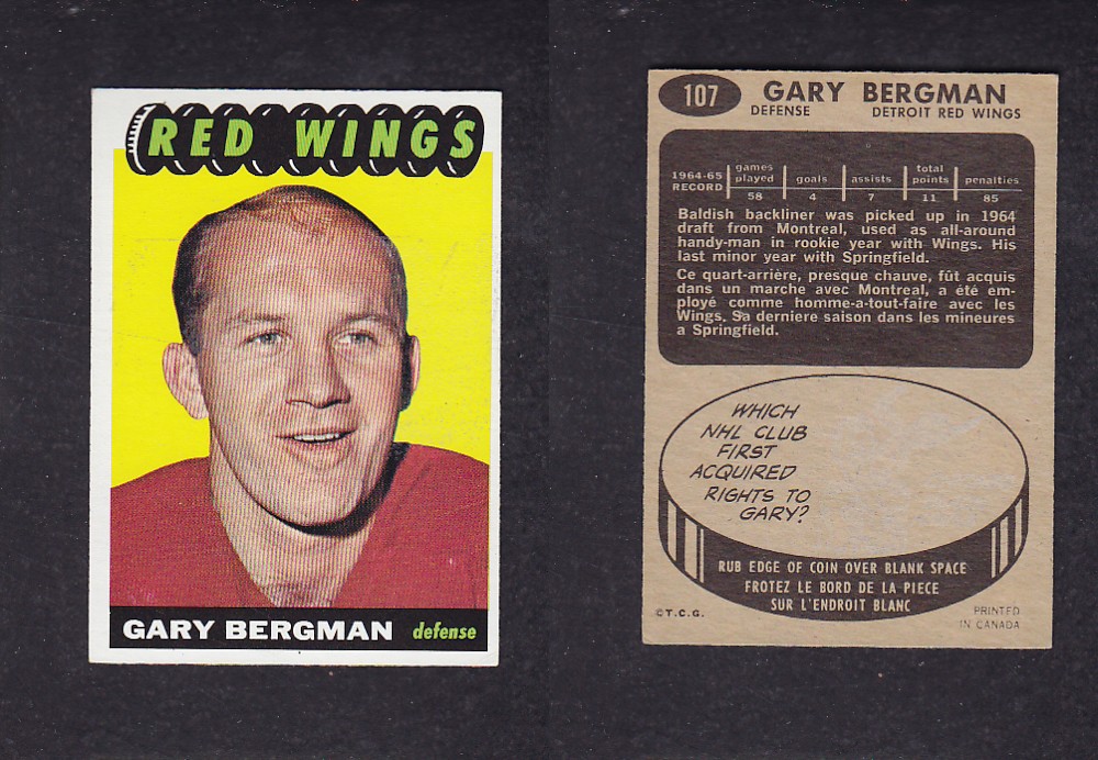 1965-66 TOPPS HOCKEY CARD #107 G. BERGMAN photo 1965-66 TOPPS HOCKEY CARD #107 G. BERGMAN photo