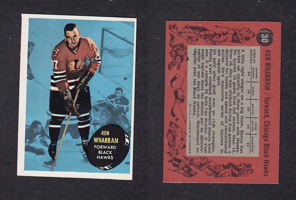 1961-62 TOPPS HOCKEY CARD #30 K. WHARRAM photo 1961-62 TOPPS HOCKEY CARD #30 K. WHARRAM photo