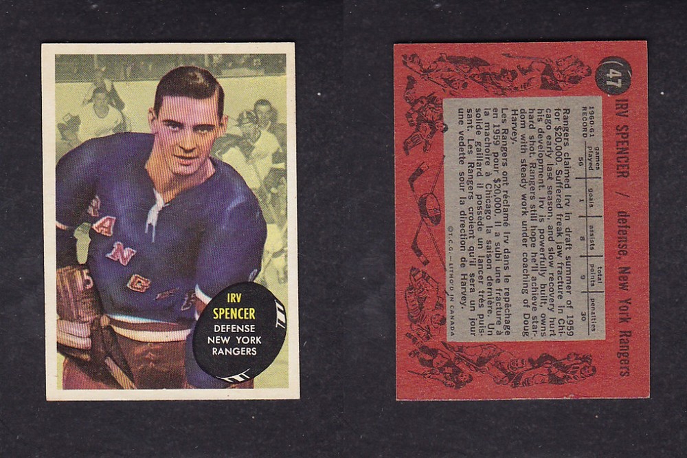 1961-62 TOPPS HOCKEY CARD #47 I. SPENCER photo 1961-62 TOPPS HOCKEY CARD #47 I. SPENCER photo