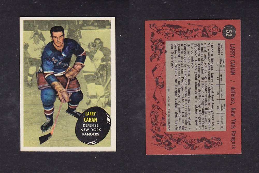 1961-62 TOPPS HOCKEY CARD #52 L. CAHAN photo 1961-62 TOPPS HOCKEY CARD #52 L. CAHAN photo