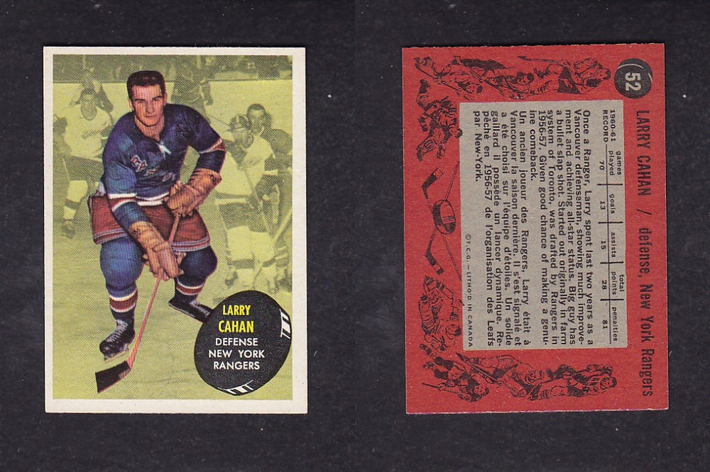 1961-62 TOPPS HOCKEY CARD #52 L. CAHAN photo 1961-62 TOPPS HOCKEY CARD #52 L. CAHAN photo