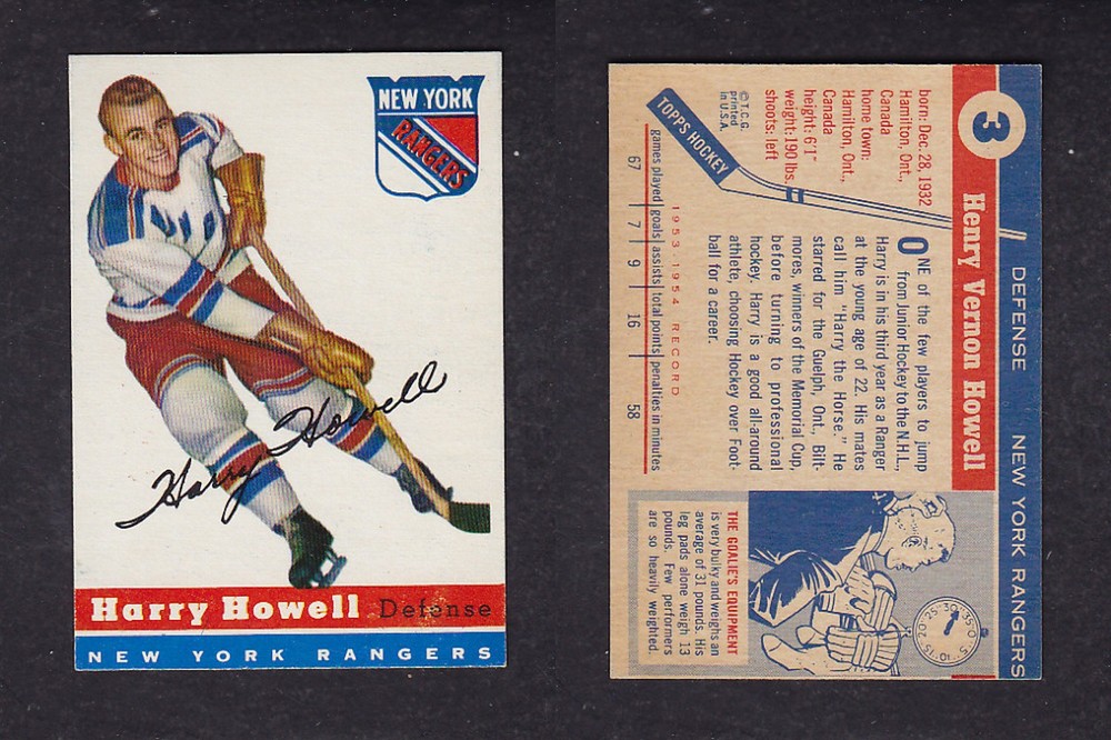 1954-55 TOPPS HOCLEY CARD #3 H. HOWELL photo 1954-55 TOPPS HOCLEY CARD #3 H. HOWELL photo