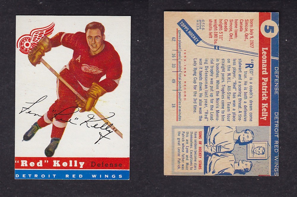 1954-55 TOPPS HOCLEY CARD #5 R. KELLY photo 1954-55 TOPPS HOCLEY CARD #5 R. KELLY photo