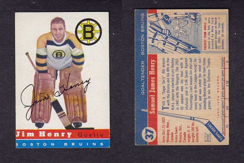 1954-55 TOPPS HOCLEY CARD #37 J. HENRY photo 1954-55 TOPPS HOCLEY CARD #37 J. HENRY photo