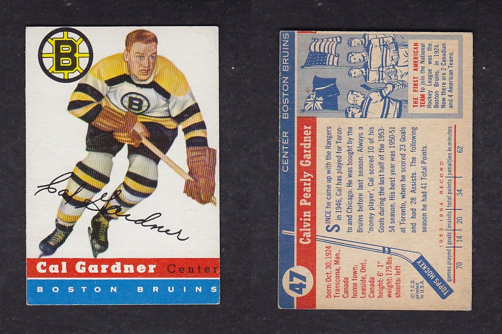 1954-55 TOPPS HOCLEY CARD #47 C. GARDNER photo 1954-55 TOPPS HOCLEY CARD #47 C. GARDNER photo