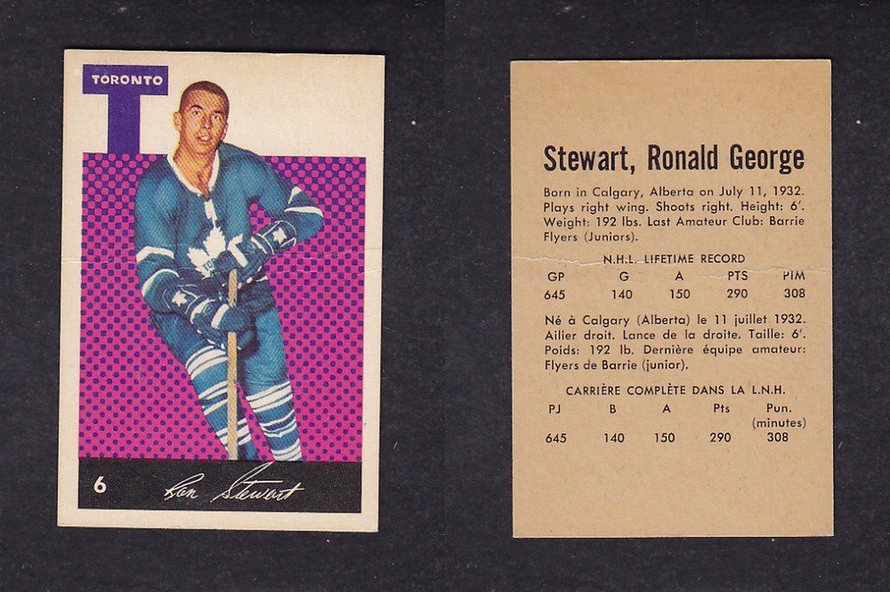 1962-63 PARKHURST HOCKEY CARD #6 G. STEWART photo 1962-63 PARKHURST HOCKEY CARD #6 G. STEWART photo