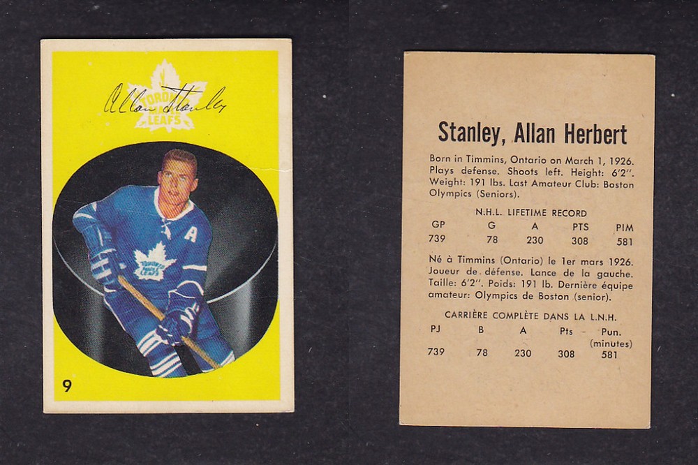 1962-63 PARKHURST HOCKEY CARD #9 A. STANLEY photo 1962-63 PARKHURST HOCKEY CARD #9 A. STANLEY photo