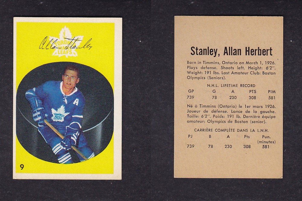 1962-63 PARKHURST HOCKEY CARD #9 A. STANLEY photo 1962-63 PARKHURST HOCKEY CARD #9 A. STANLEY photo