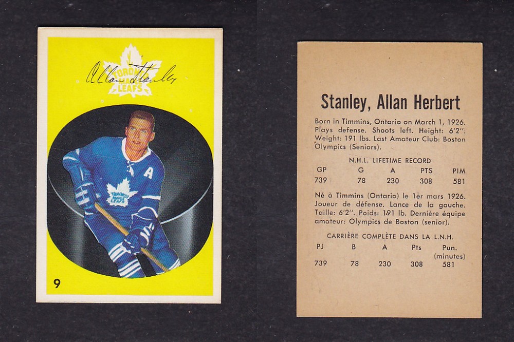 1962-63 PARKHURST HOCKEY CARD #9 A. STANLEY photo 1962-63 PARKHURST HOCKEY CARD #9 A. STANLEY photo