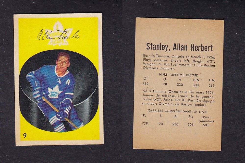 1962-63 PARKHURST HOCKEY CARD #9 A. STANLEY photo 1962-63 PARKHURST HOCKEY CARD #9 A. STANLEY photo