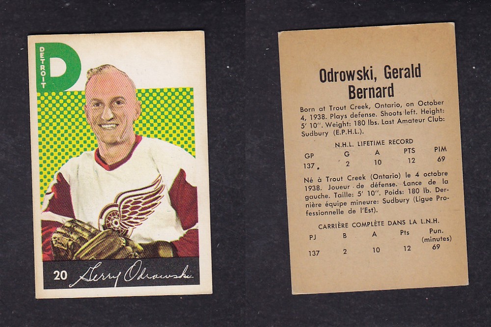 1962-63 PARKHURST HOCKEY CARD #20 G. ODROWSKI photo 1962-63 PARKHURST HOCKEY CARD #20 G. ODROWSKI photo