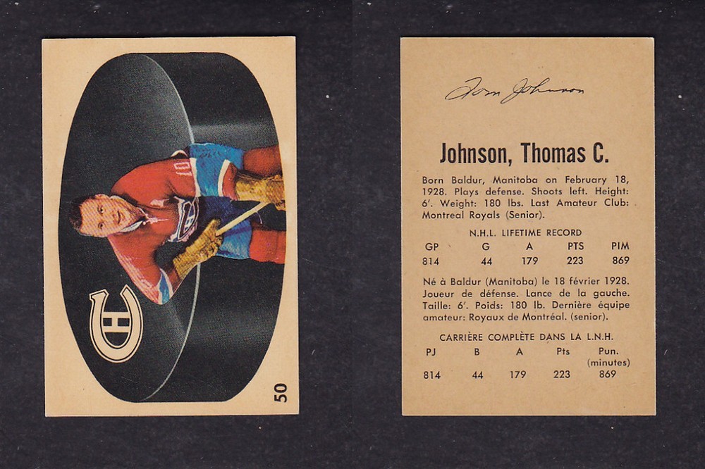 1962-63 PARKHURST HOCKEY CARD #50 T. JOHNSON photo 1962-63 PARKHURST HOCKEY CARD #50 T. JOHNSON photo