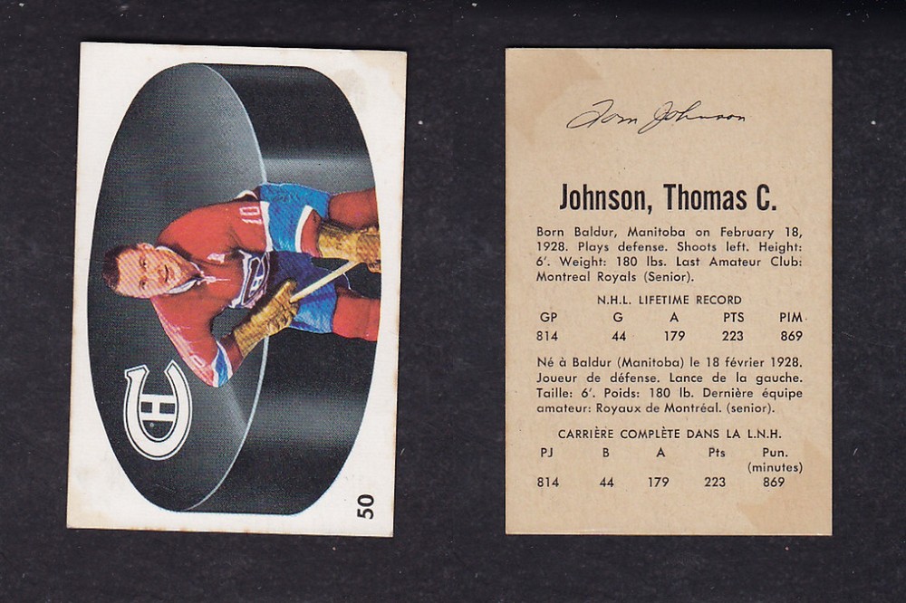 1962-63 PARKHURST HOCKEY CARD #50 T. JOHNSON photo 1962-63 PARKHURST HOCKEY CARD #50 T. JOHNSON photo