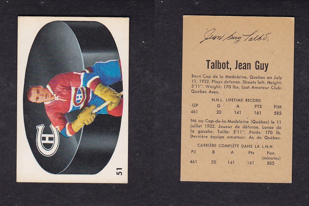 1962-63 PARKHURST HOCKEY CARD #51 J. G. TALBOT photo 1962-63 PARKHURST HOCKEY CARD #51 J. G. TALBOT photo