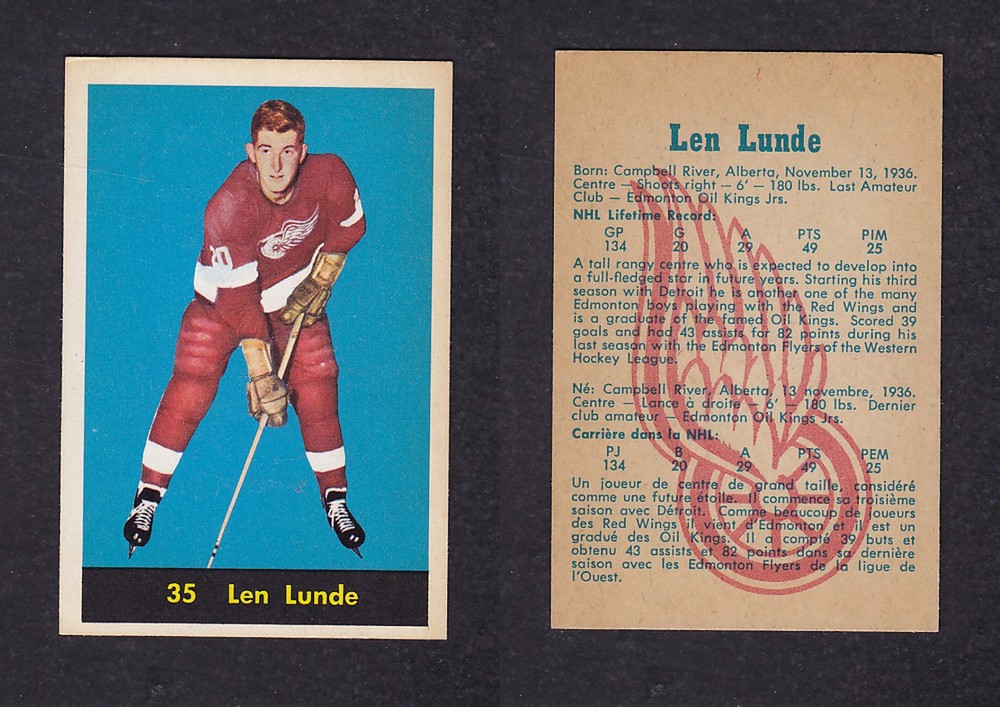 1960-61 PARKHURST HOCKEY CARD #35 L. LUNDE photo