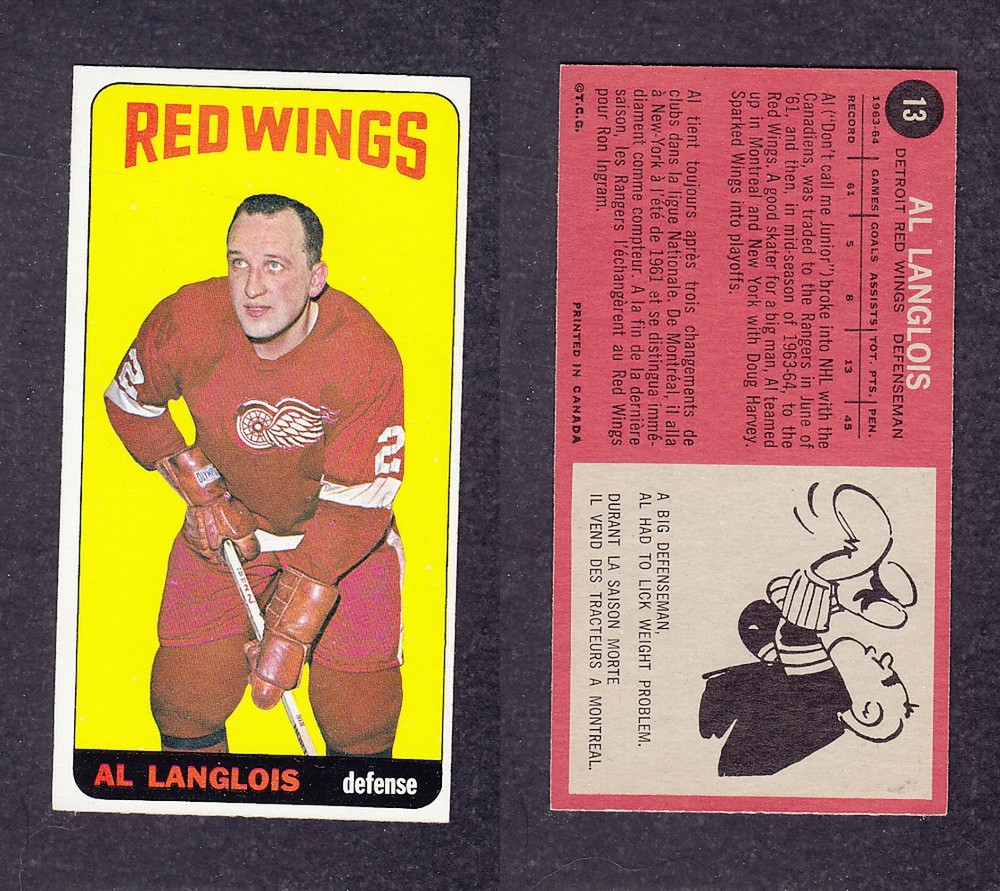 1964-65 TOPPS HOCKEY CARD #13 A. LANGLOIS photo 1964-65 TOPPS HOCKEY CARD #13 A. LANGLOIS photo