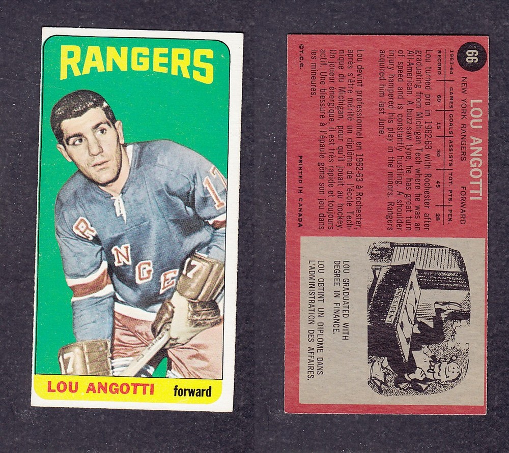 1964-65 TOPPS HOCKEY CARD #66 L. ANGOTTI photo 1964-65 TOPPS HOCKEY CARD #66 L. ANGOTTI photo