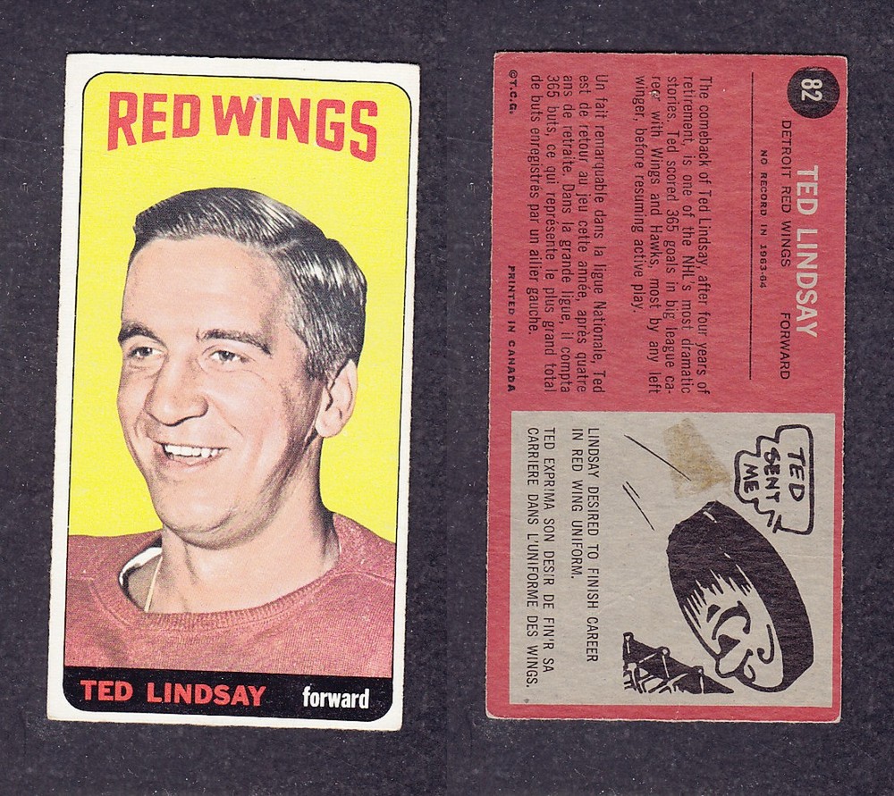 1964-65 TOPPS HOCKEY CARD #82 T. LINDSAY photo 1964-65 TOPPS HOCKEY CARD #82 T. LINDSAY photo