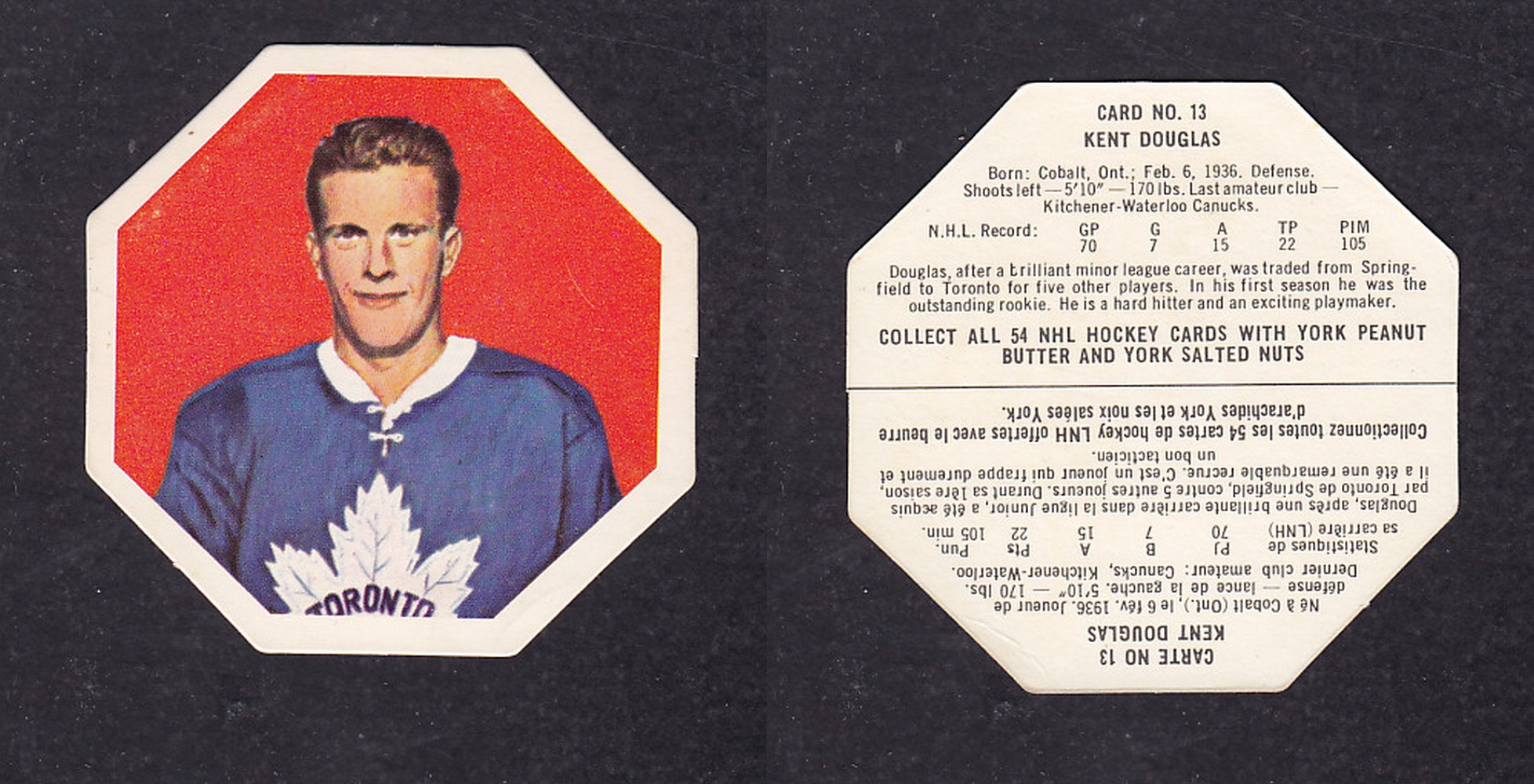 1963-64 YORK HOCKEY CARD #13 K. DOUGLAS photo 1963-64 YORK HOCKEY CARD #13 K. DOUGLAS photo