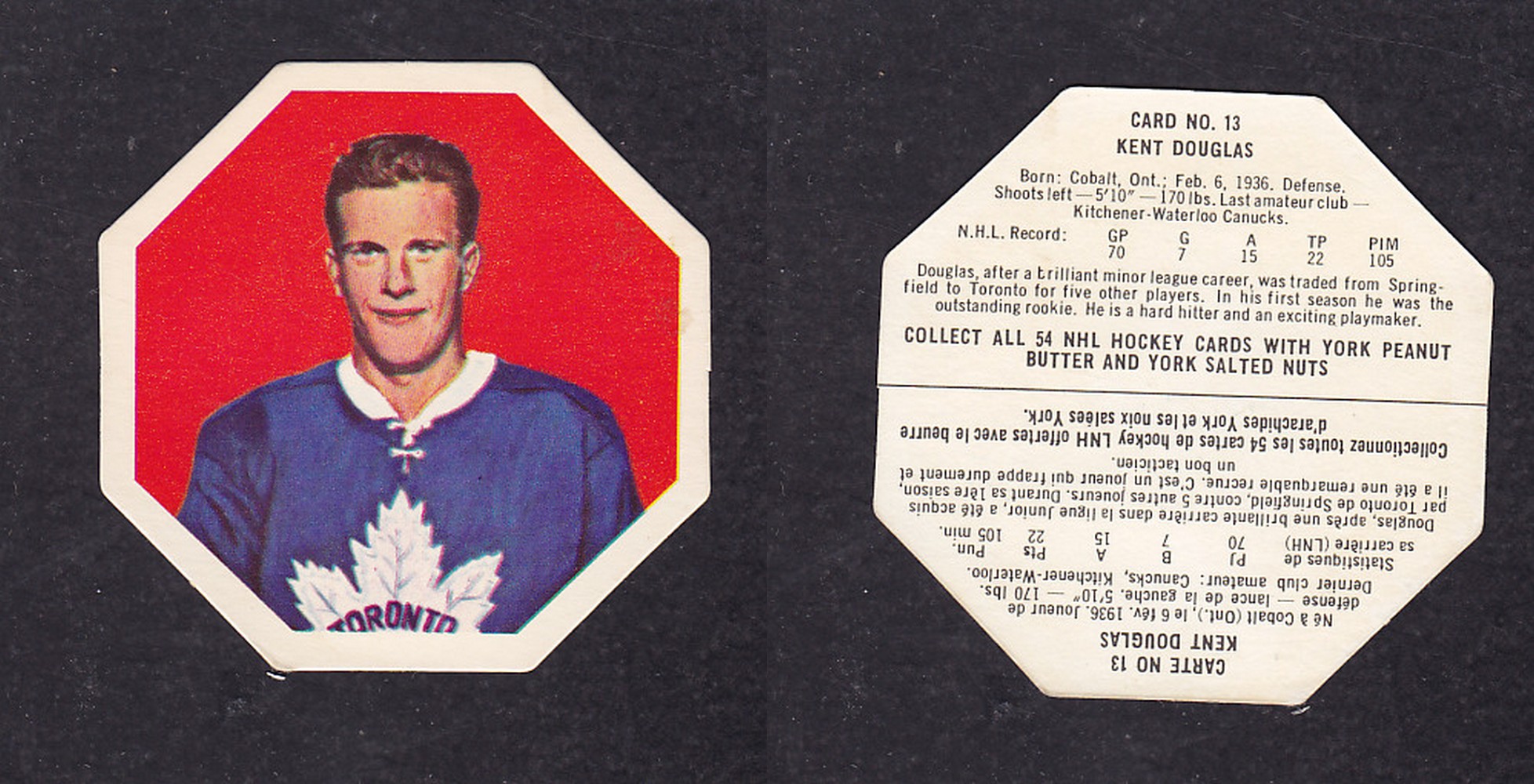1963-64 YORK HOCKEY CARD #13 K. DOUGLAS photo 1963-64 YORK HOCKEY CARD #13 K. DOUGLAS photo