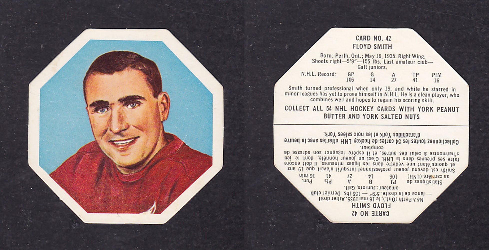 1963-64 YORK HOCKEY CARD #42 F. SMITH photo 1963-64 YORK HOCKEY CARD #42 F. SMITH photo