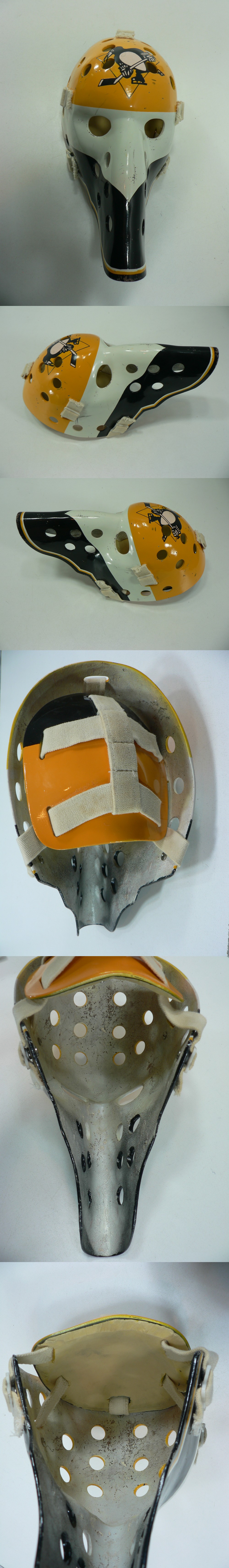 1984 PITTSBURGH PENGUINS MICHEL DION GAME USED GOALIE MASK photo 1984 PITTSBURGH PENGUINS MICHEL DION GAME USED GOALIE MASK photo