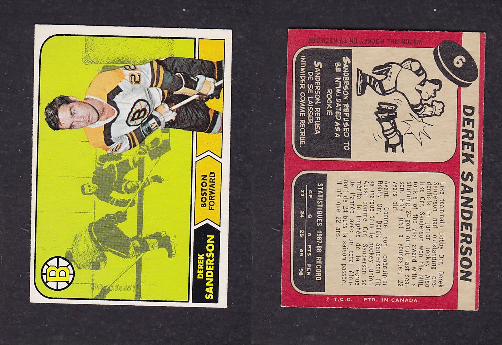 1968-69 O-PEE-CHEE HOCKEY CARD #6 D. SANDERSON photo 1968-69 O-PEE-CHEE HOCKEY CARD #6 D. SANDERSON photo