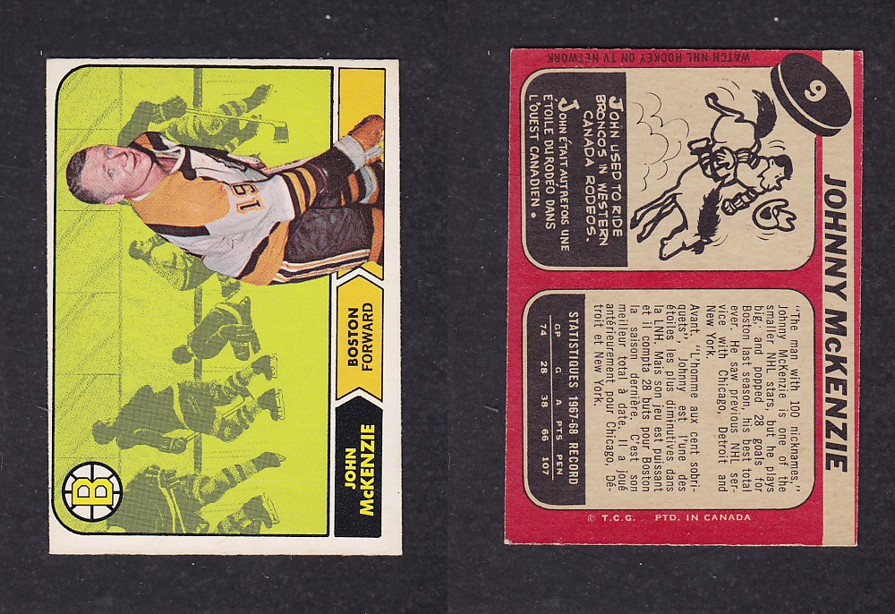 1968-69 O-PEE-CHEE HOCKEY CARD #9 J. McKENZIE photo 1968-69 O-PEE-CHEE HOCKEY CARD #9 J. McKENZIE photo