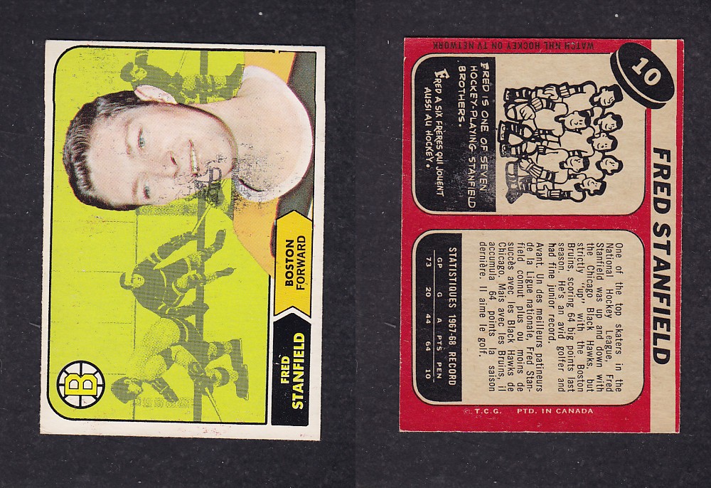 1968-69 O-PEE-CHEE HOCKEY CARD #10 F. STANFIELD photo 1968-69 O-PEE-CHEE HOCKEY CARD #10 F. STANFIELD photo