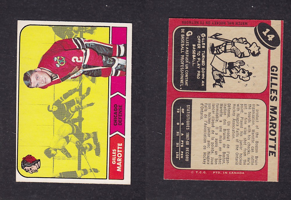 1968-69 O-PEE-CHEE HOCKEY CARD #14 G. MARCOTTE photo 1968-69 O-PEE-CHEE HOCKEY CARD #14 G. MARCOTTE photo