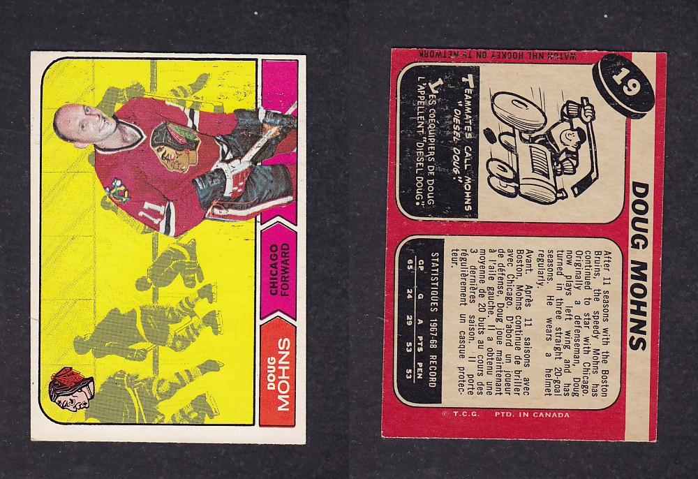 1968-69 O-PEE-CHEE HOCKEY CARD #19 D. MOHNS photo 1968-69 O-PEE-CHEE HOCKEY CARD #19 D. MOHNS photo